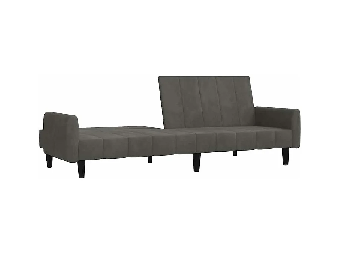 Donkergrijze fluwelen 2-zits slaapbank