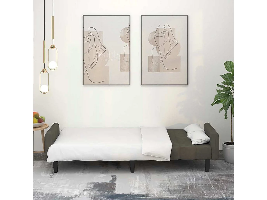 Sofá cama de 2 plazas de terciopelo gris oscuro