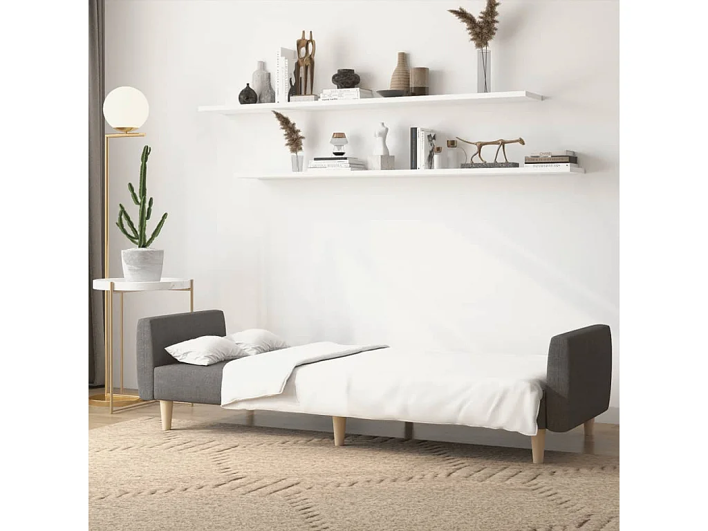 Sofá cama de 2 plazas de tela gris oscuro