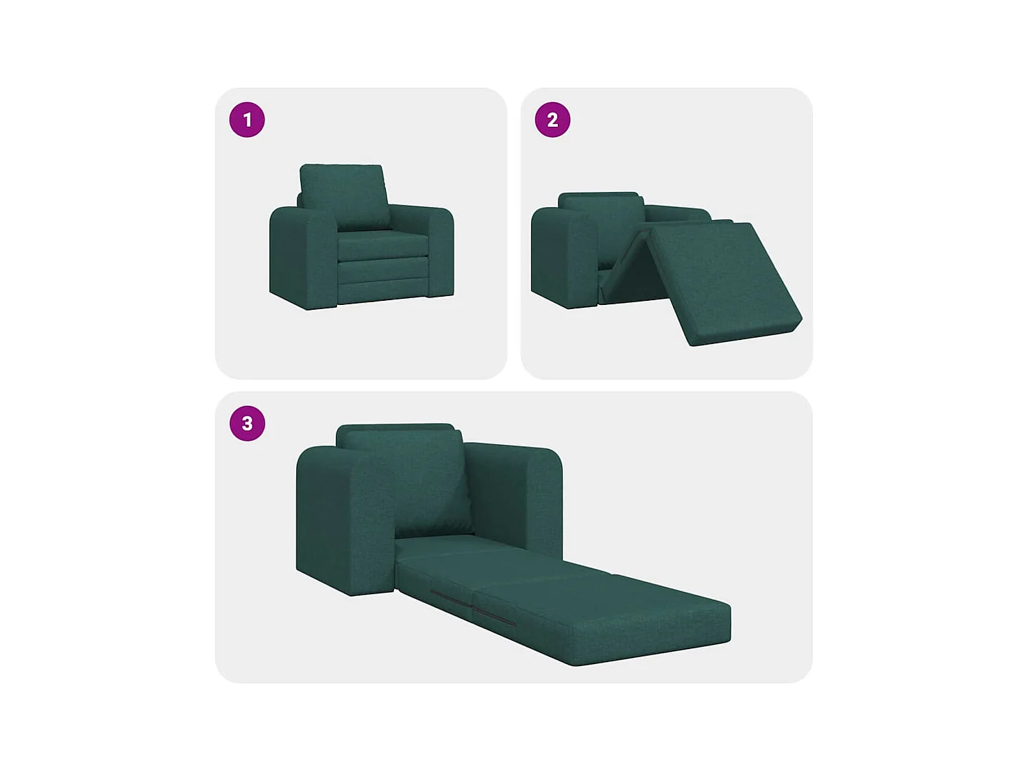 Divano letto verde scuro 98 x 71 x 83 cm tessuto