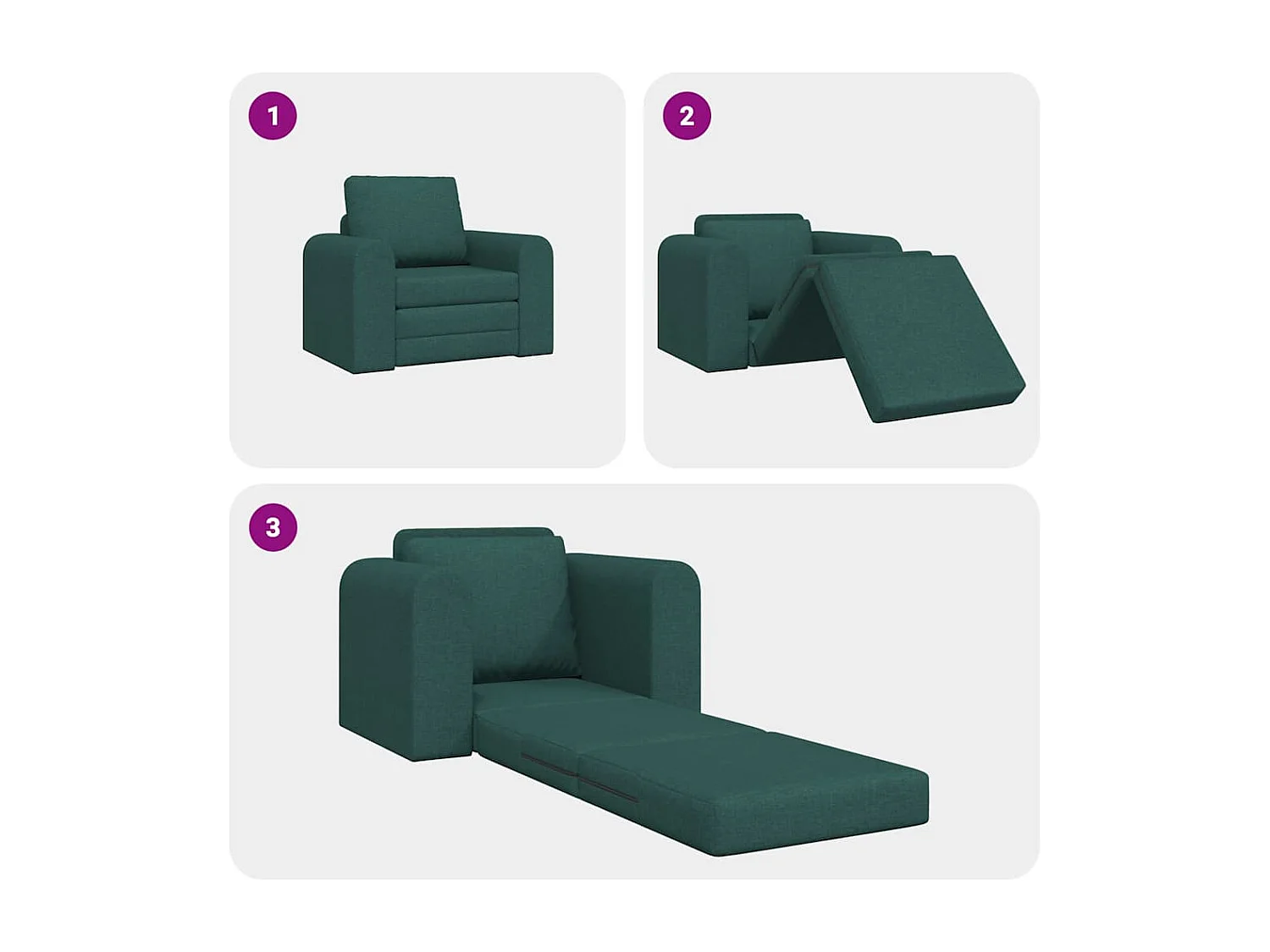 Canapé-Lit Vert foncé 98 x 71 x 83 cm tissu