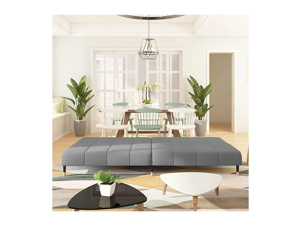 Lichtgrijze fluwelen 2-zits slaapbank