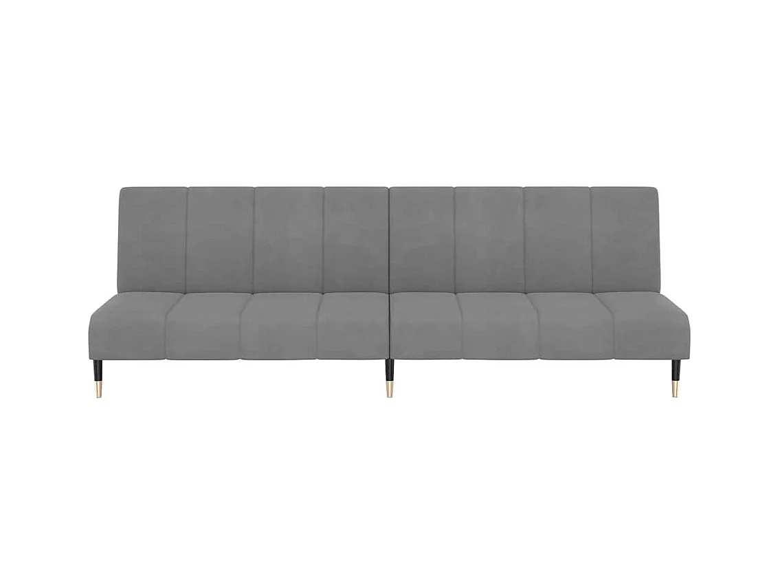 Lichtgrijze fluwelen 2-zits slaapbank