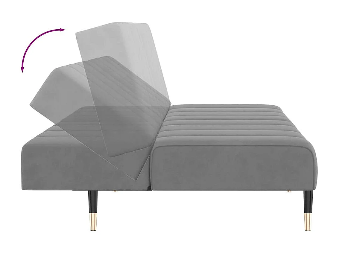 Sofá cama de 2 plazas de terciopelo gris claro