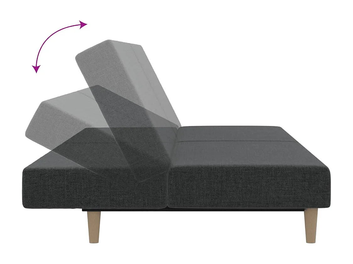 Sofá cama de 2 plazas de tela gris oscuro