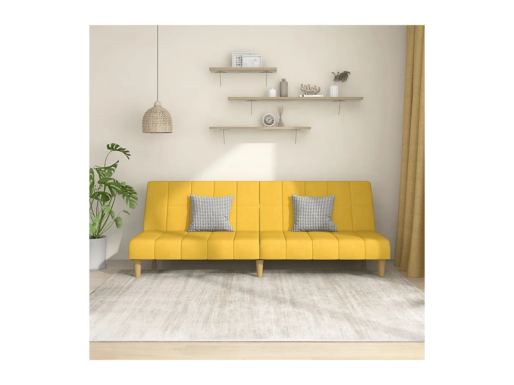 Divano letto a 2 posti in tessuto giallo