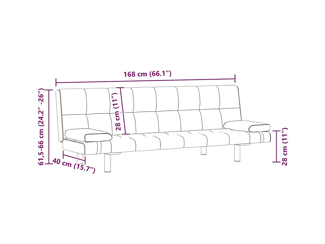 Verstelbare slaapbank met twee kussens, zwart imitatieleer