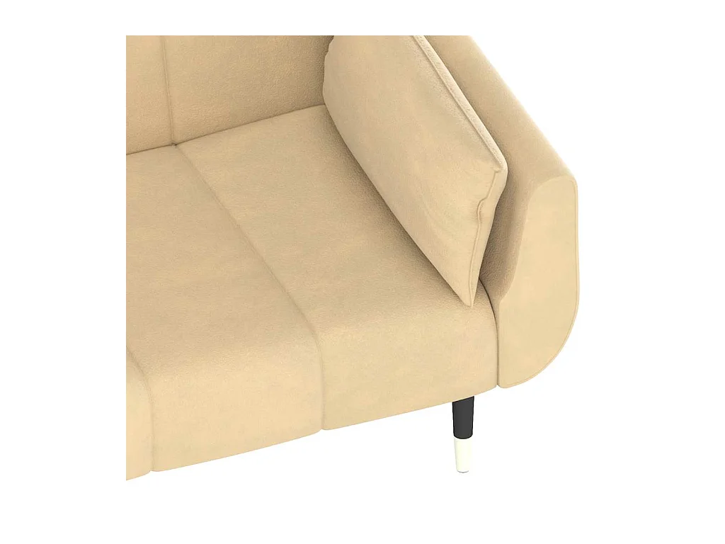 Doppelschlafsofa mit zwei Kissen, cremefarbener Samt