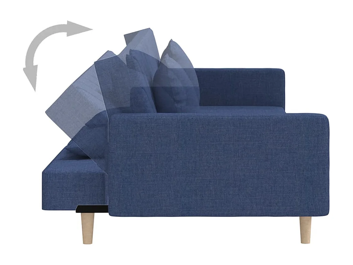 2-Sitzer-Schlafsofa mit zwei blauen Stoffkissen