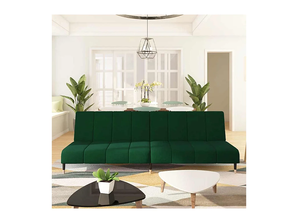 Dunkelgrünes 2-Sitzer-Schlafsofa aus Samt