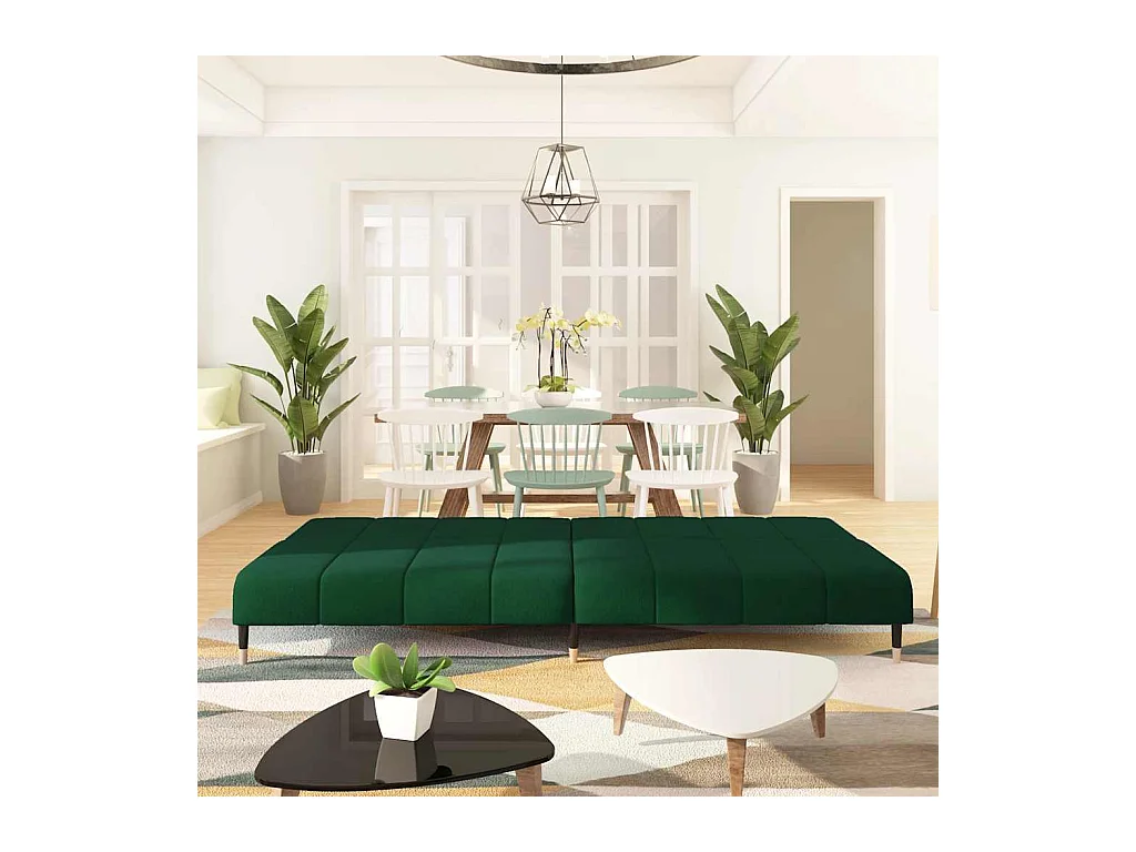 Dunkelgrünes 2-Sitzer-Schlafsofa aus Samt