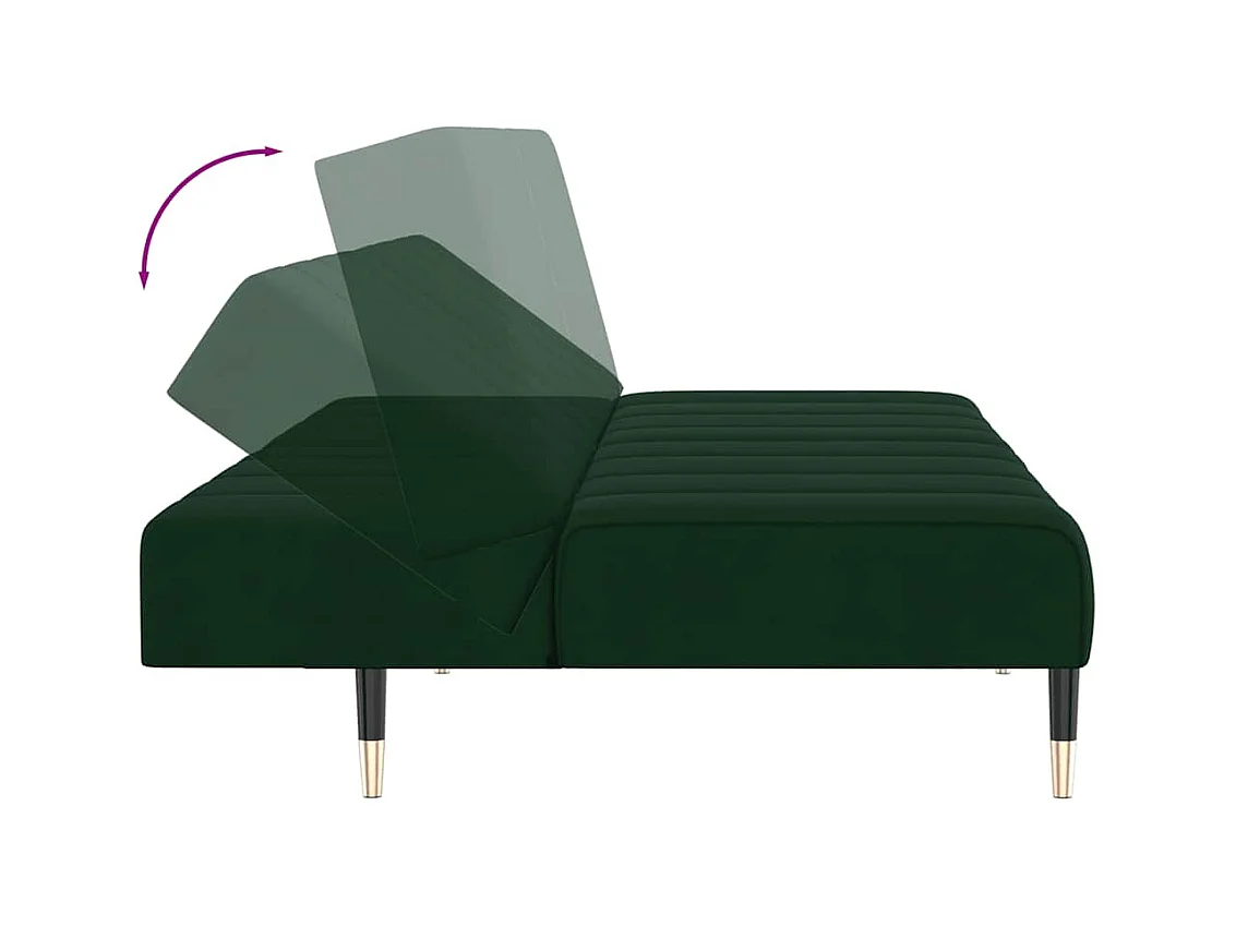 Dunkelgrünes 2-Sitzer-Schlafsofa aus Samt