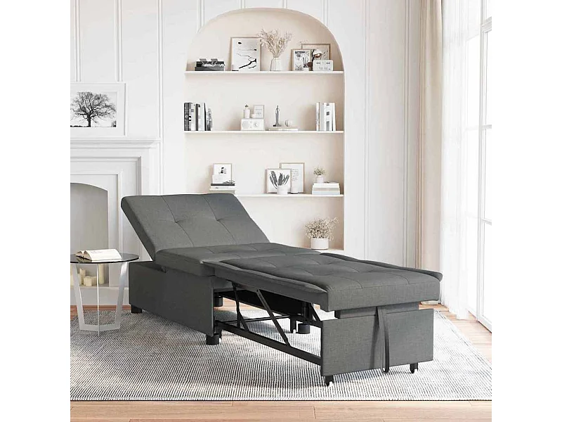 Divano letto grigio scuro 194 x 67 x 37 cm tessuto