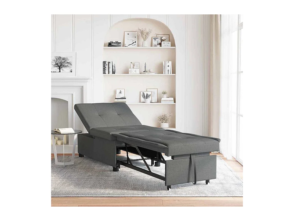 Divano letto grigio scuro 194 x 67 x 37 cm tessuto