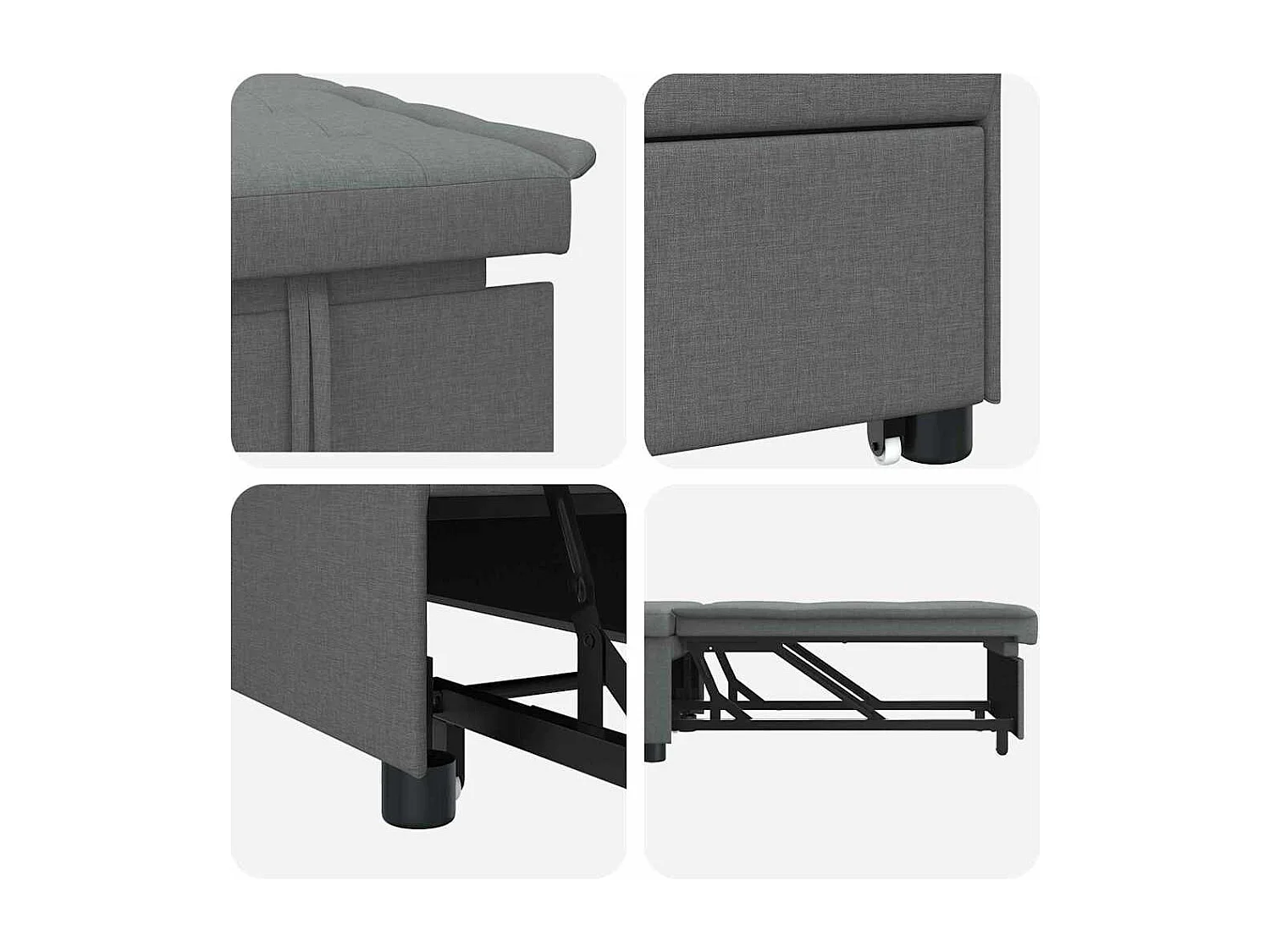 Canapé-Lit Gris foncé 194 x 67 x 37 cm tissu