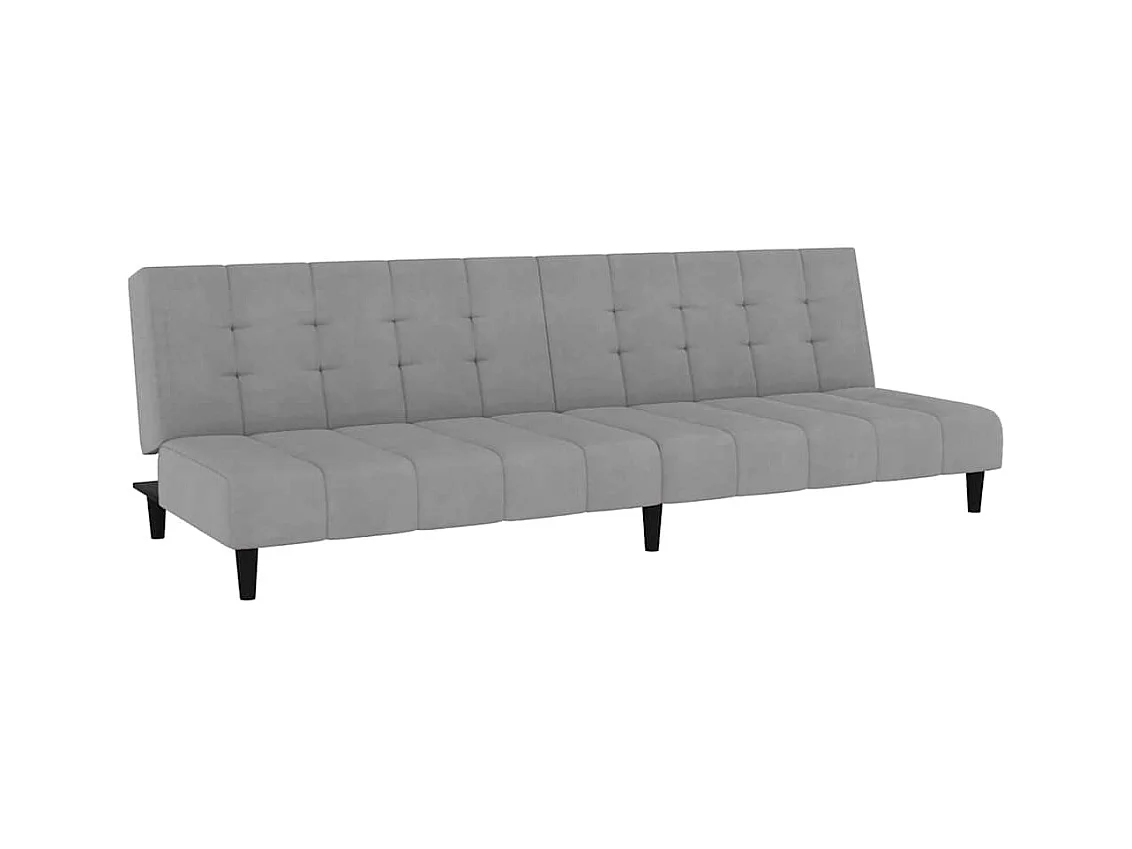 Lichtgrijze fluwelen 2-zits slaapbank