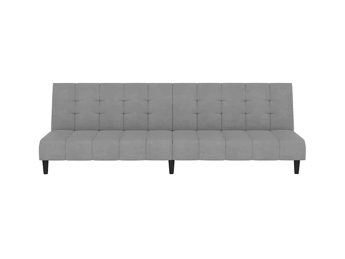 Lichtgrijze fluwelen 2-zits slaapbank