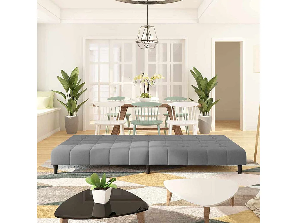 Sofá cama de 2 plazas de terciopelo gris claro