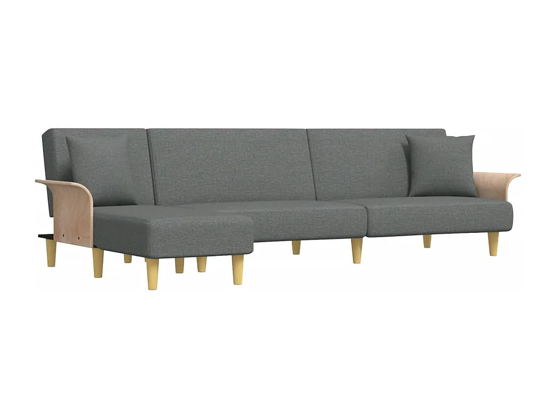 Sofá cama en forma de L gris oscuro 279x140x70 cm de tela
