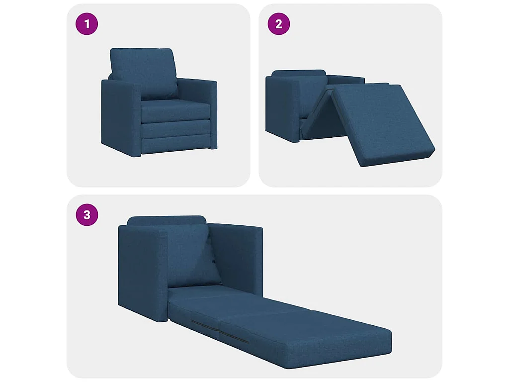Canapé-lit avec coussin Bleu 74 x 77 x 81 cm tissu