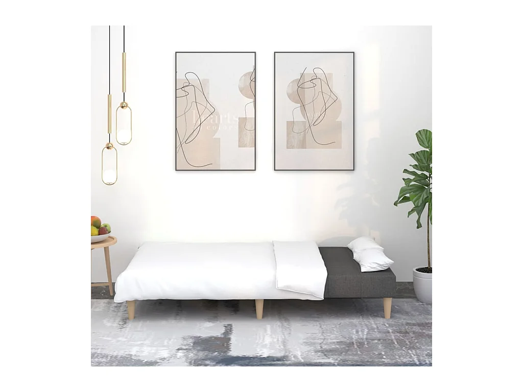 Tweezits slaapbank in lichtgrijze stof