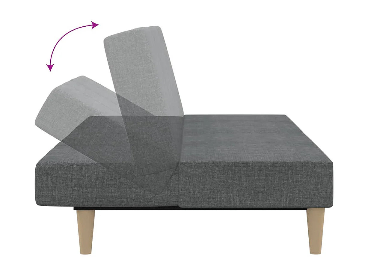 Sofá cama de 2 plazas de tela gris claro