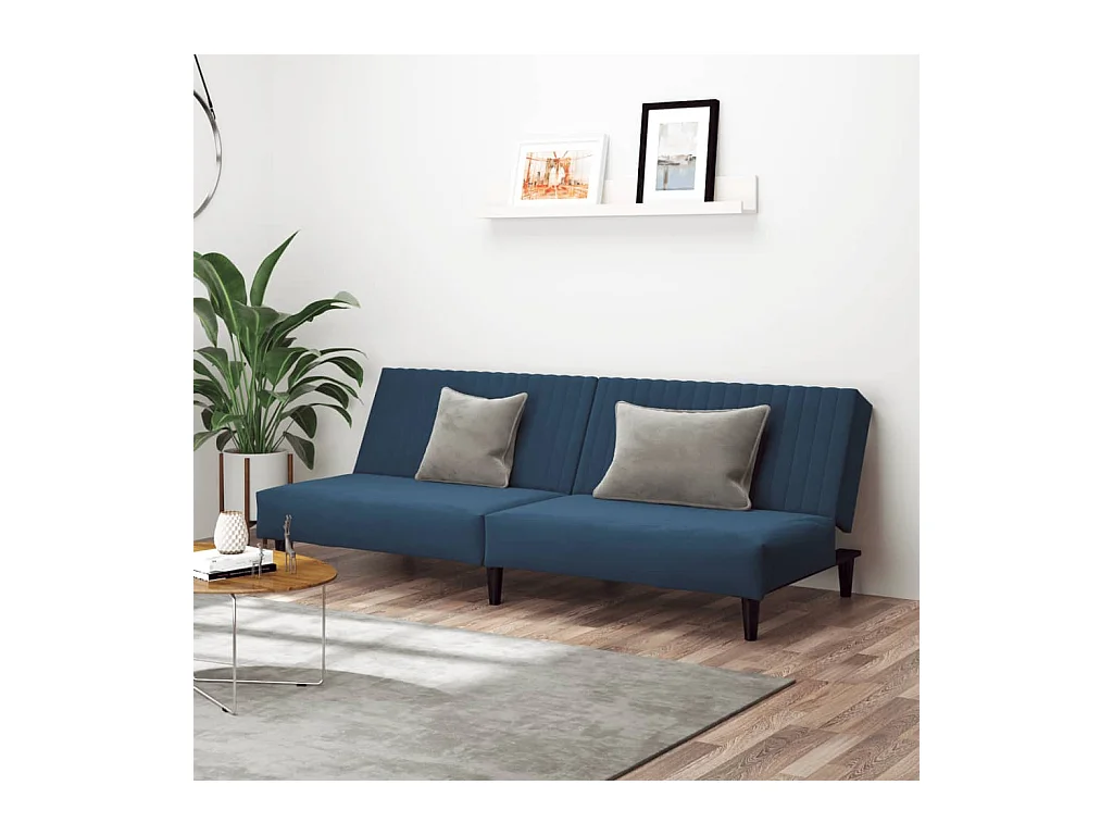 Divano letto a 2 posti in velluto blu