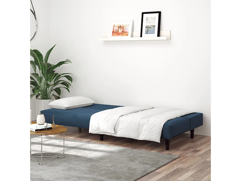 Sofá cama de 2 plazas de terciopelo azul