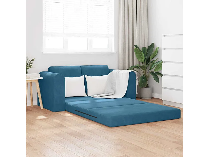 Divano letto blu 148 x 71 x 83 cm in velluto
