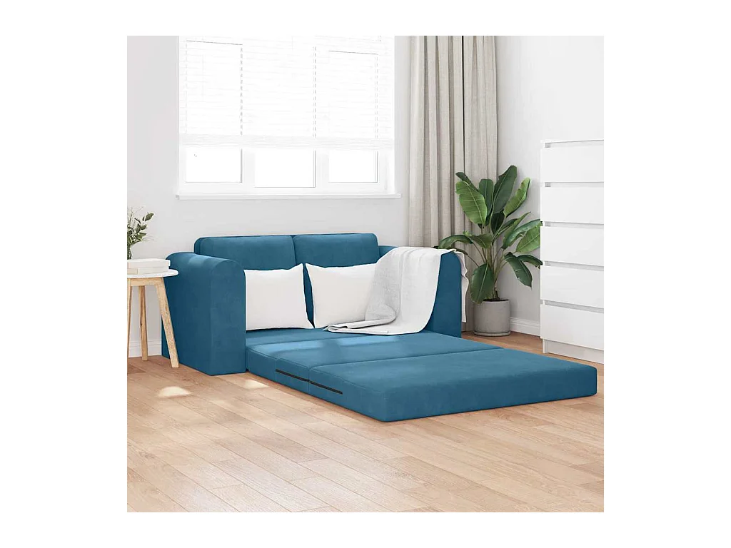 Divano letto blu 148 x 71 x 83 cm in velluto
