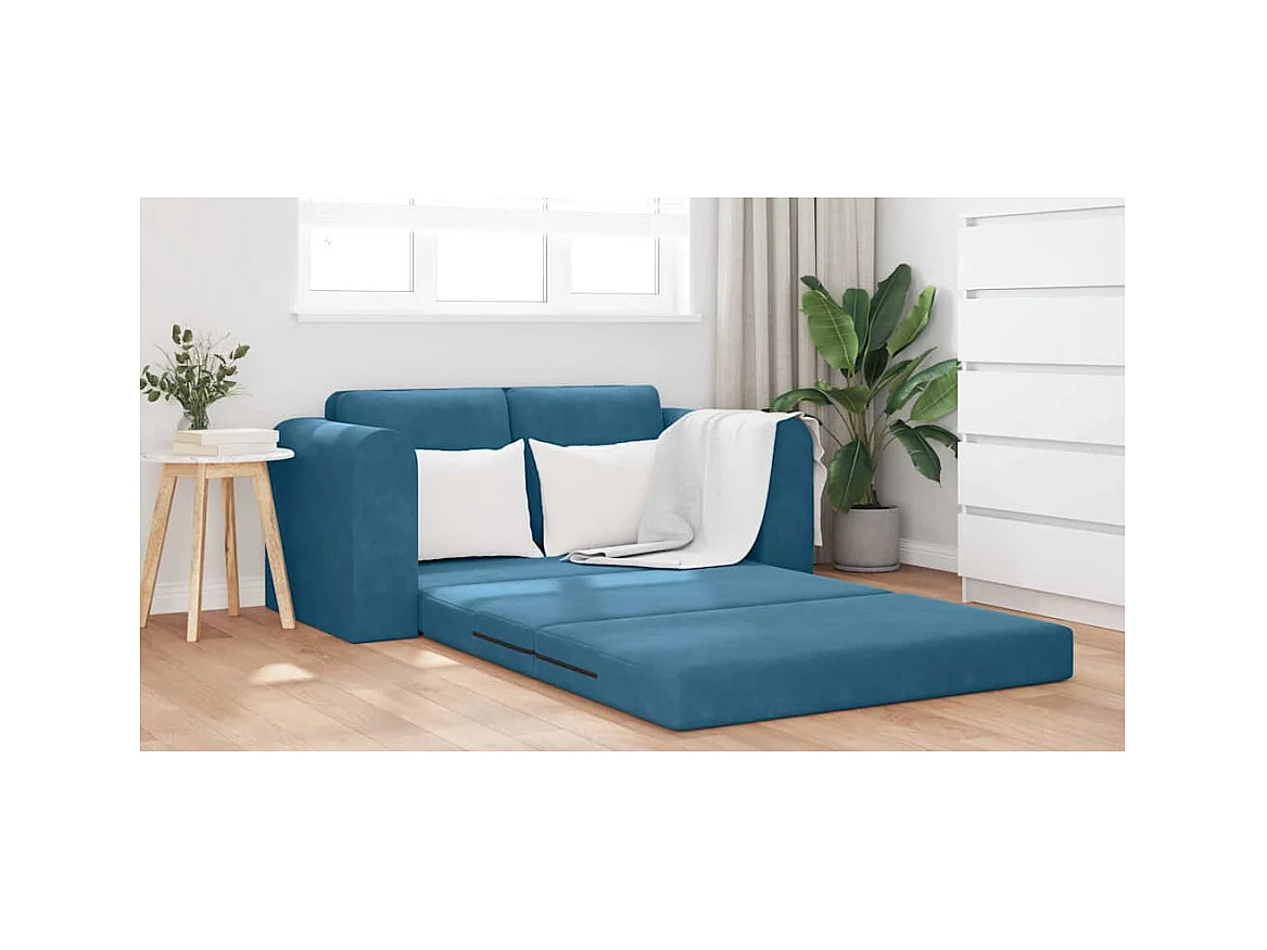 Divano letto blu 148 x 71 x 83 cm in velluto