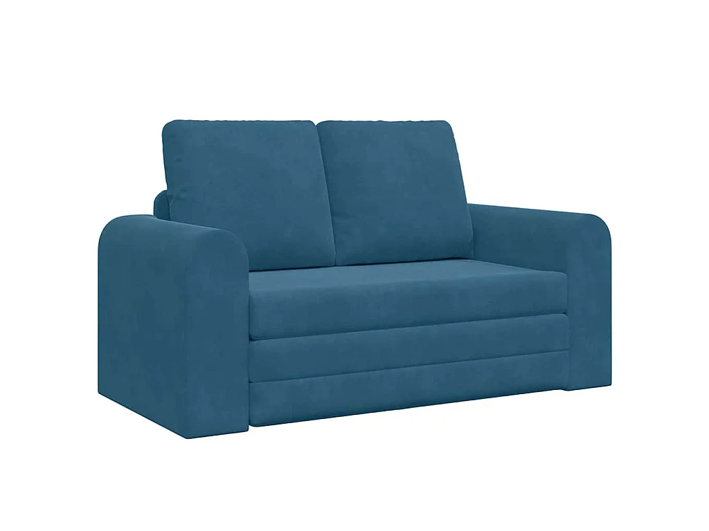 Canapé convertible 2 places en velours bleu 148x71x83 cm