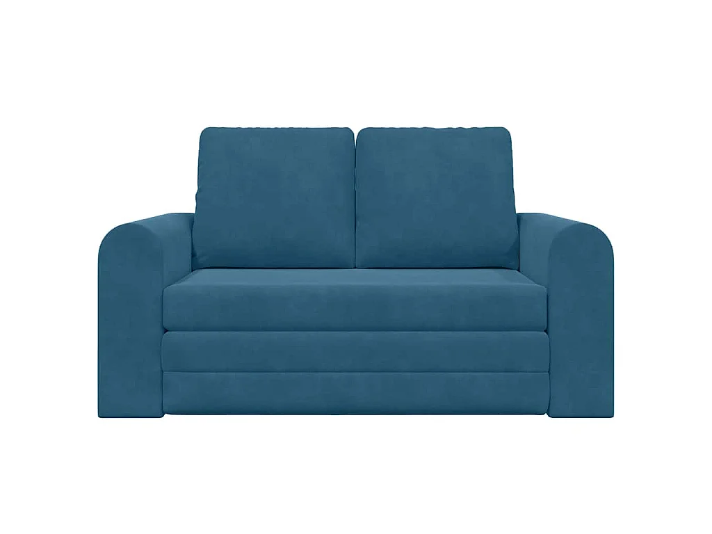 Canapé convertible 2 places en velours bleu 148x71x83 cm