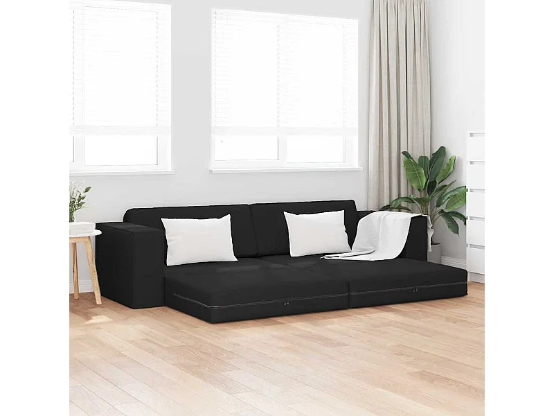 Zwarte vloer slaapbank 245 x 78 x 77 cm stof