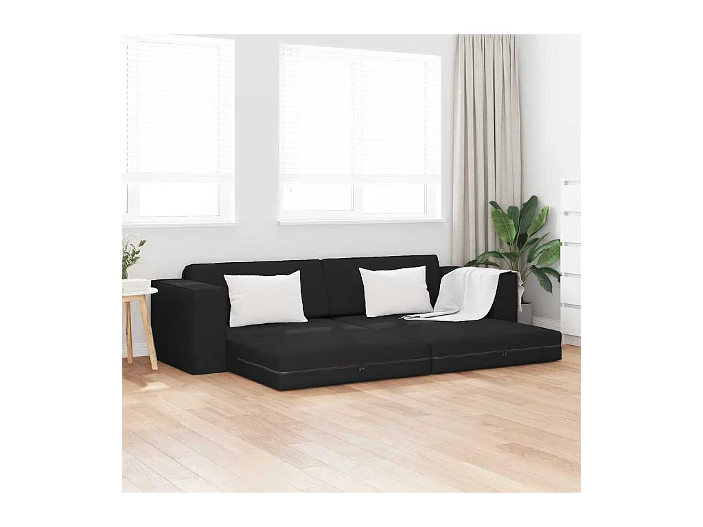 Divano letto da terra nero 245 x 78 x 77 cm in tessuto