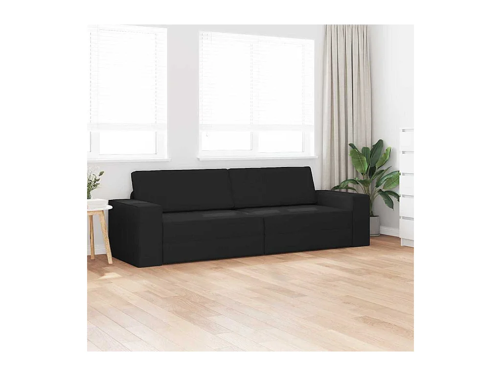 Divano letto da terra nero 245 x 78 x 77 cm in tessuto