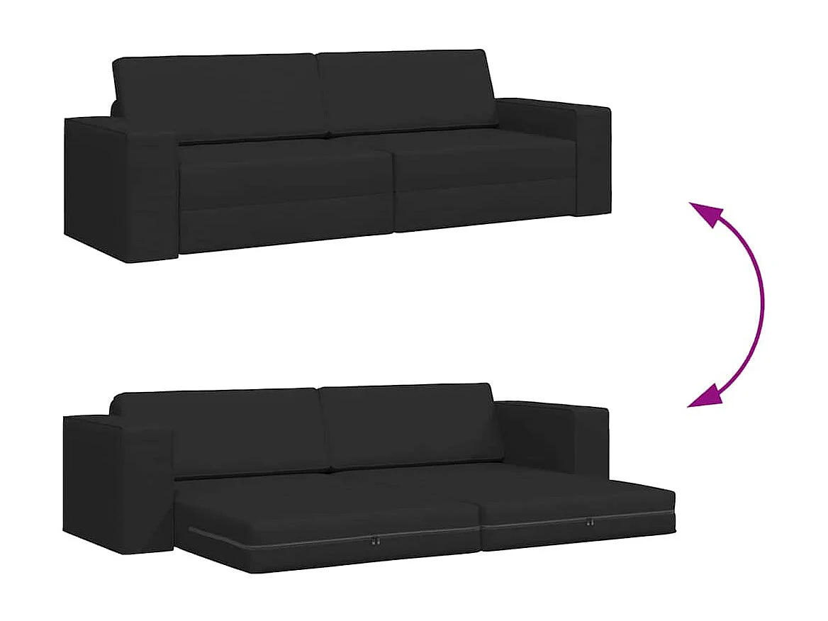 Divano letto da terra nero 245 x 78 x 77 cm in tessuto