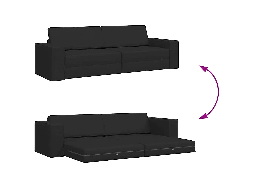 Divano letto da terra nero 245 x 78 x 77 cm in tessuto