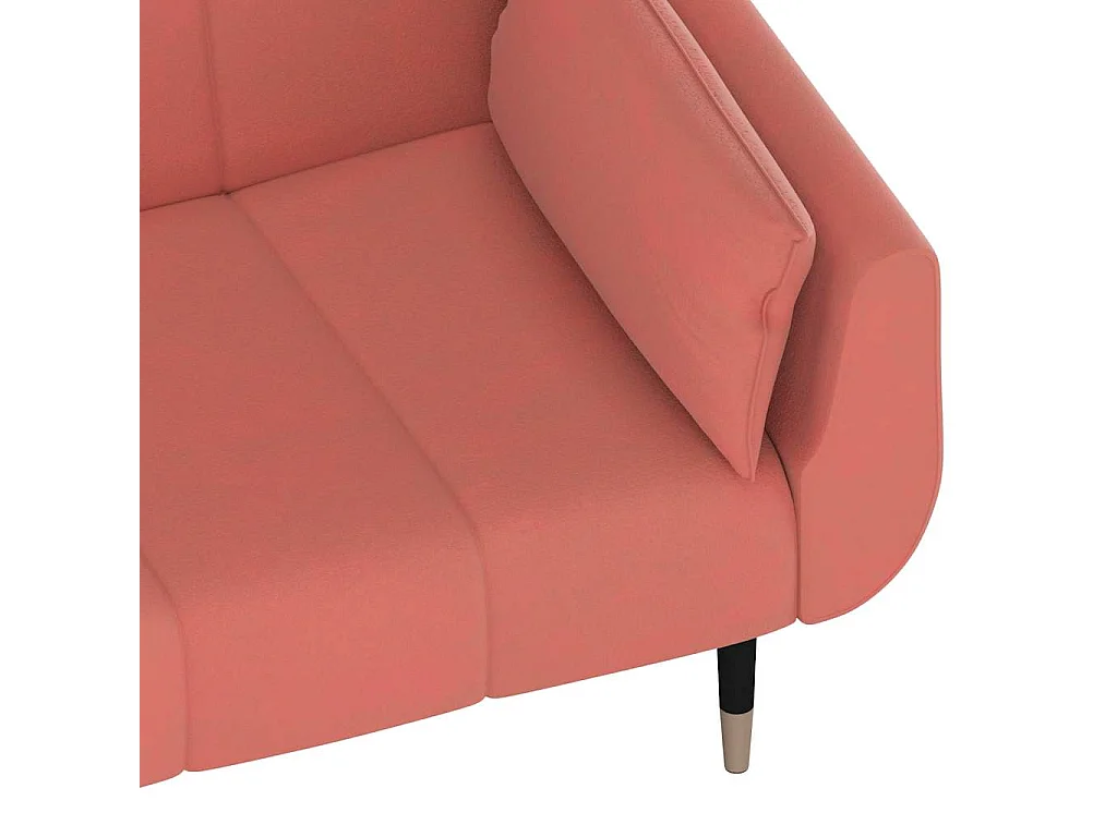 Sofá cama de 2 plazas con dos almohadas en terciopelo rosa