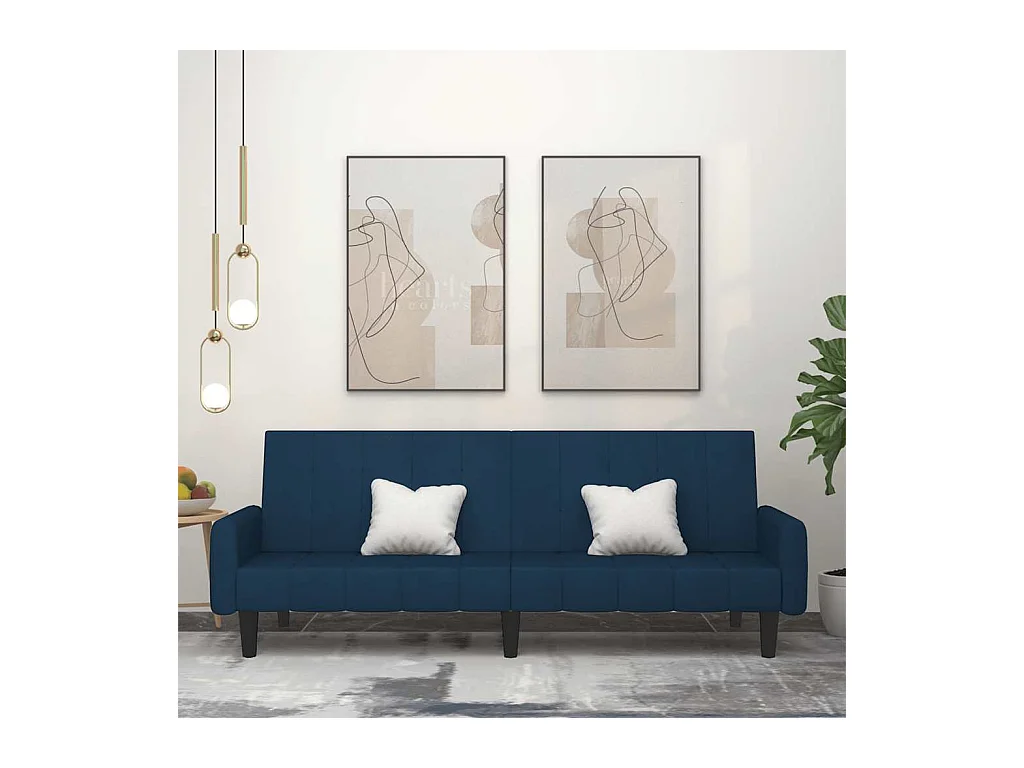 Divano letto a 2 posti in velluto blu