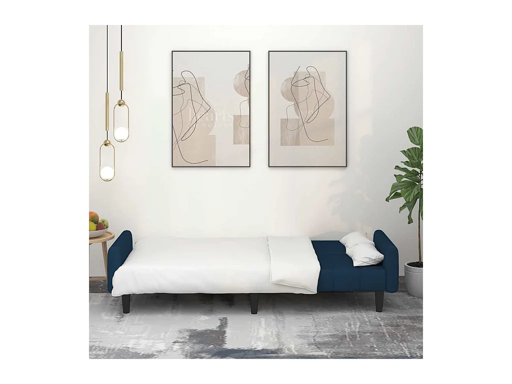 Divano letto a 2 posti in velluto blu