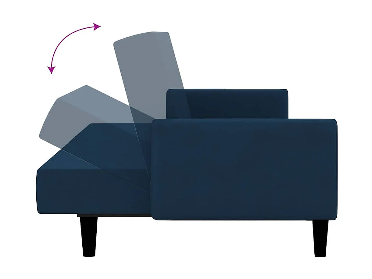Divano letto a 2 posti in velluto blu