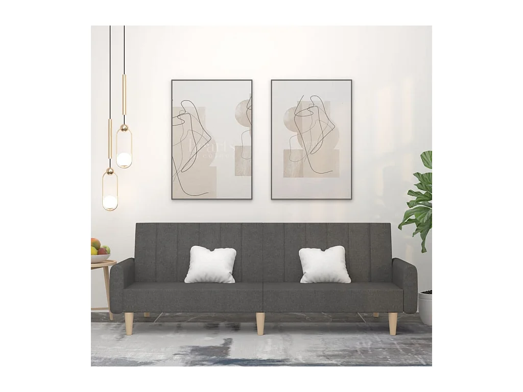 Donkergrijze stoffen 2-zits slaapbank