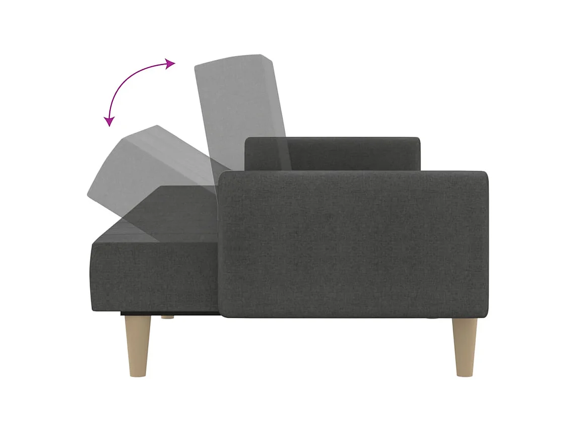 Donkergrijze stoffen 2-zits slaapbank