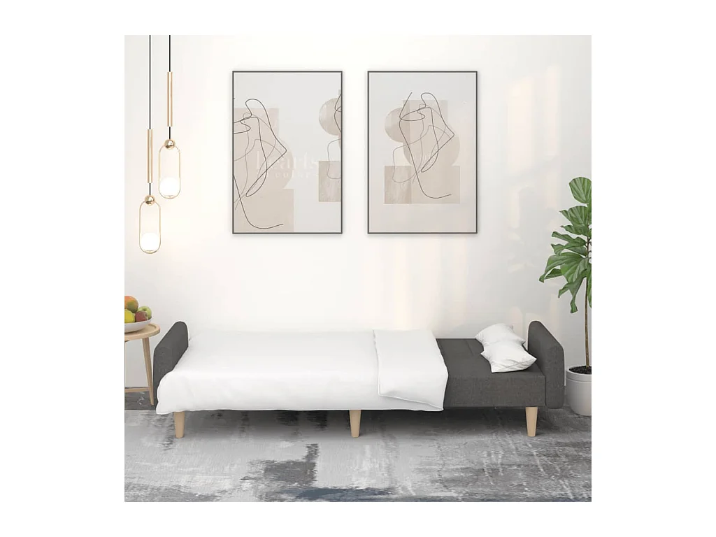 Donkergrijze stoffen 2-zits slaapbank