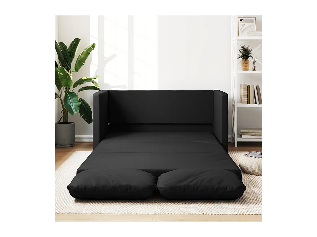Divano letto 2 in 1 nero 112x174x55 cm in similpelle