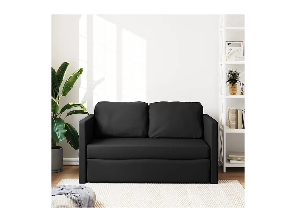 Divano letto 2 in 1 nero 112x174x55 cm in similpelle