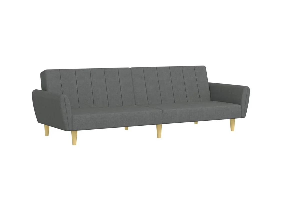 Sofá cama de 2 plazas con reposapiés de tela gris oscuro
