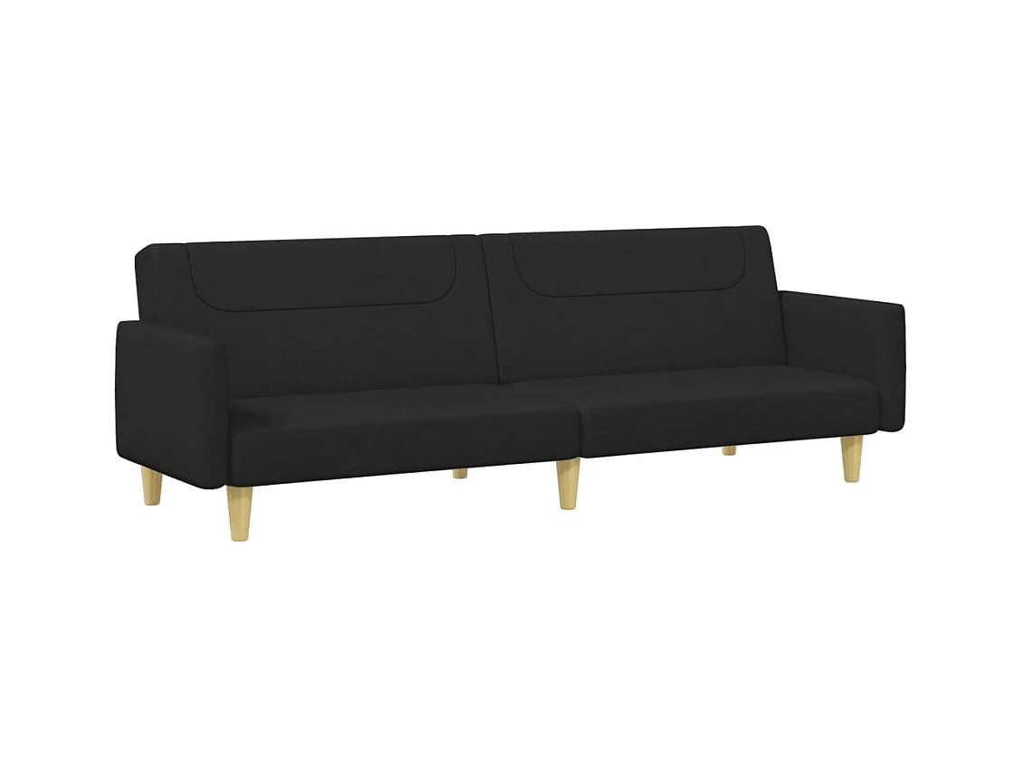 2-zits slaapbank met voetenbank in zwarte stof