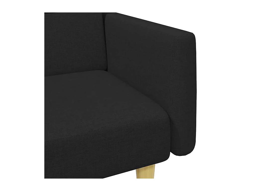 2-zits slaapbank met voetenbank in zwarte stof